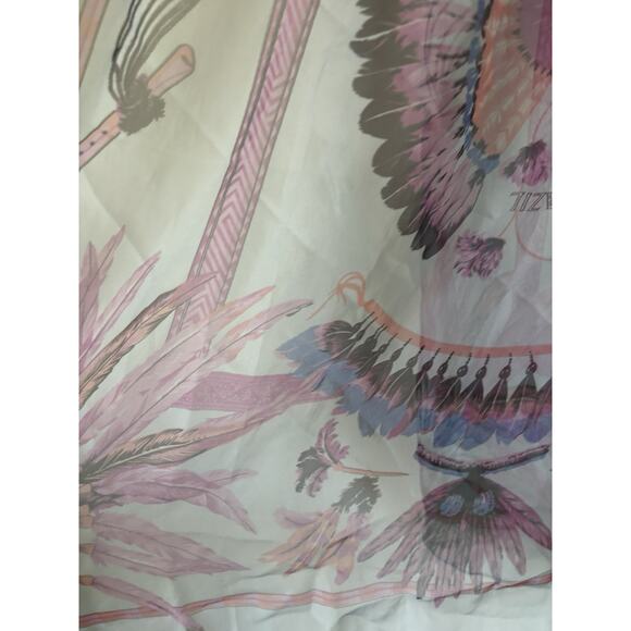 HERMES Scarf Silk Brazil Blue Purple Brazil Made in France Rectangular 29x70 - Picture 8 of 15